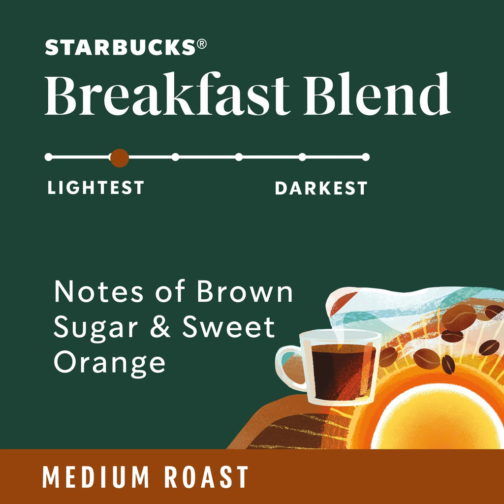 Starbucks Breakfast Blend, Hot or Iced Coffee, Medium Roast K-Cup Coffee Pods, 44 Count​