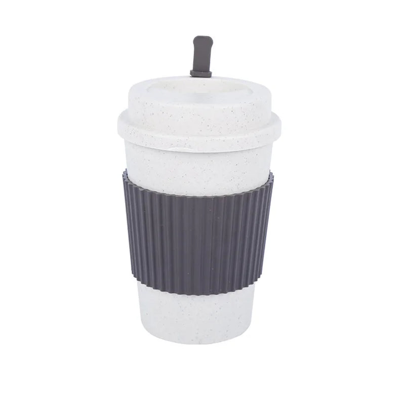 450ML Coffee Cups with Lids Wheat Straw Reusable Portable Coffee Cup Dishwasher Safe Coffee Mug Coffee Tea Travel Cups