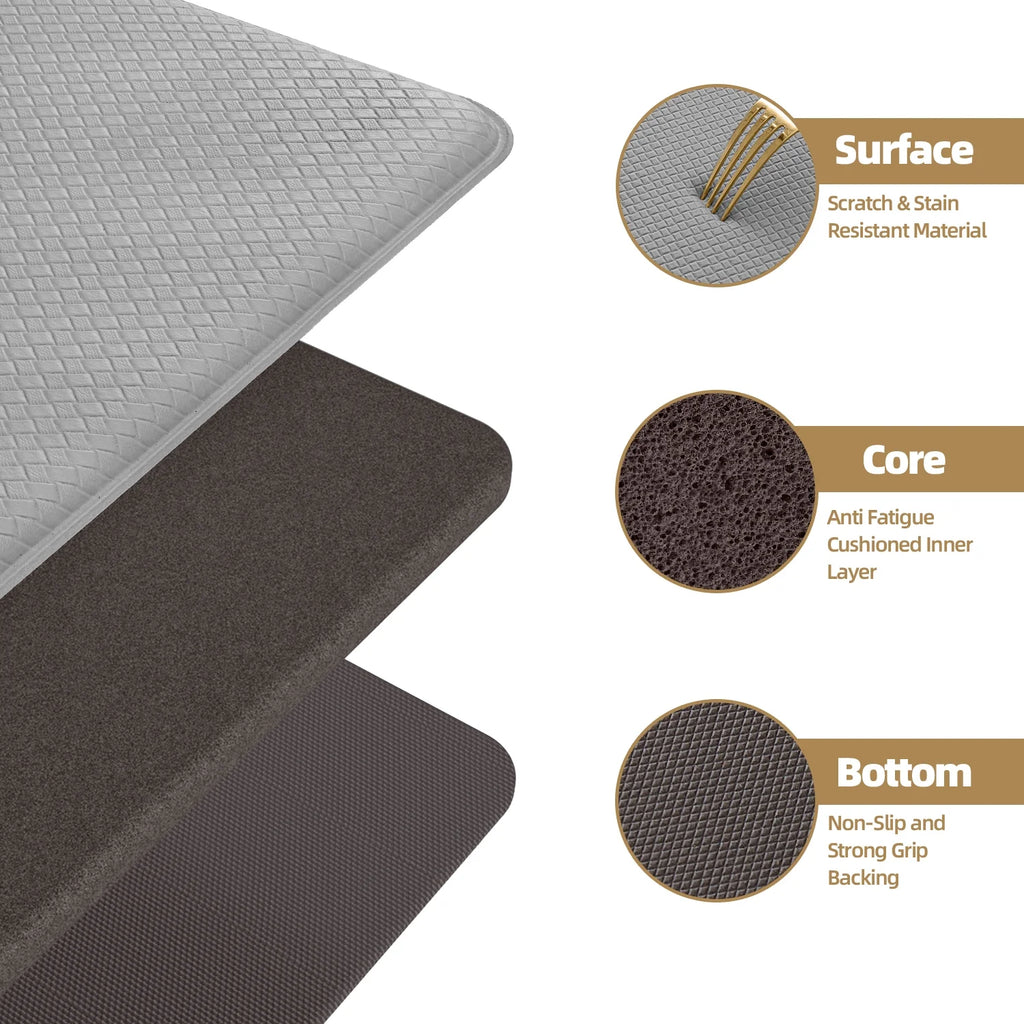 Kitchen Rug and Mat Kitchen Mat anti Fatigue, Non Slips Kitchen Floor Mat, Kitchen Rug or Mat Washable, 17"X 29"+17"X 59", Gray