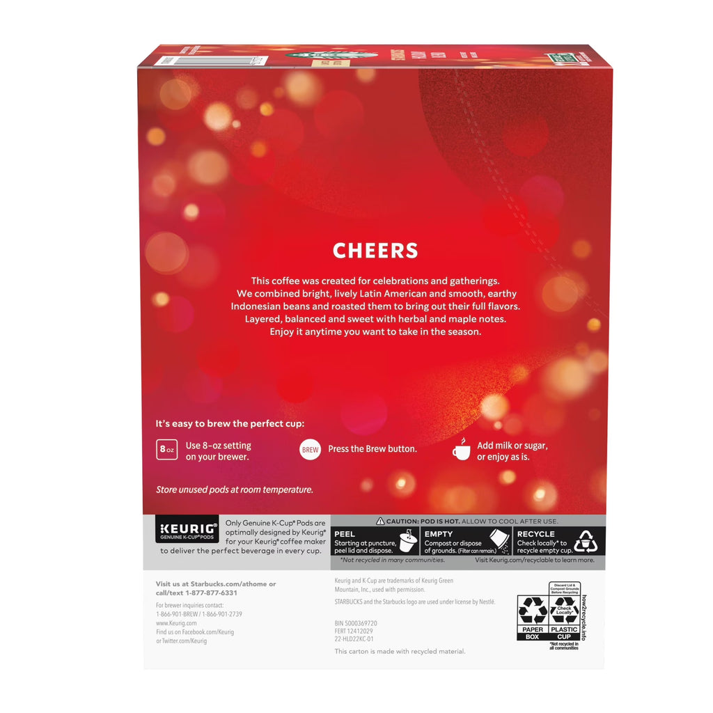 Starbucks Holiday Blend, Medium Roast Coffee, Keurig K-Cup Coffee Pods, 22 Count