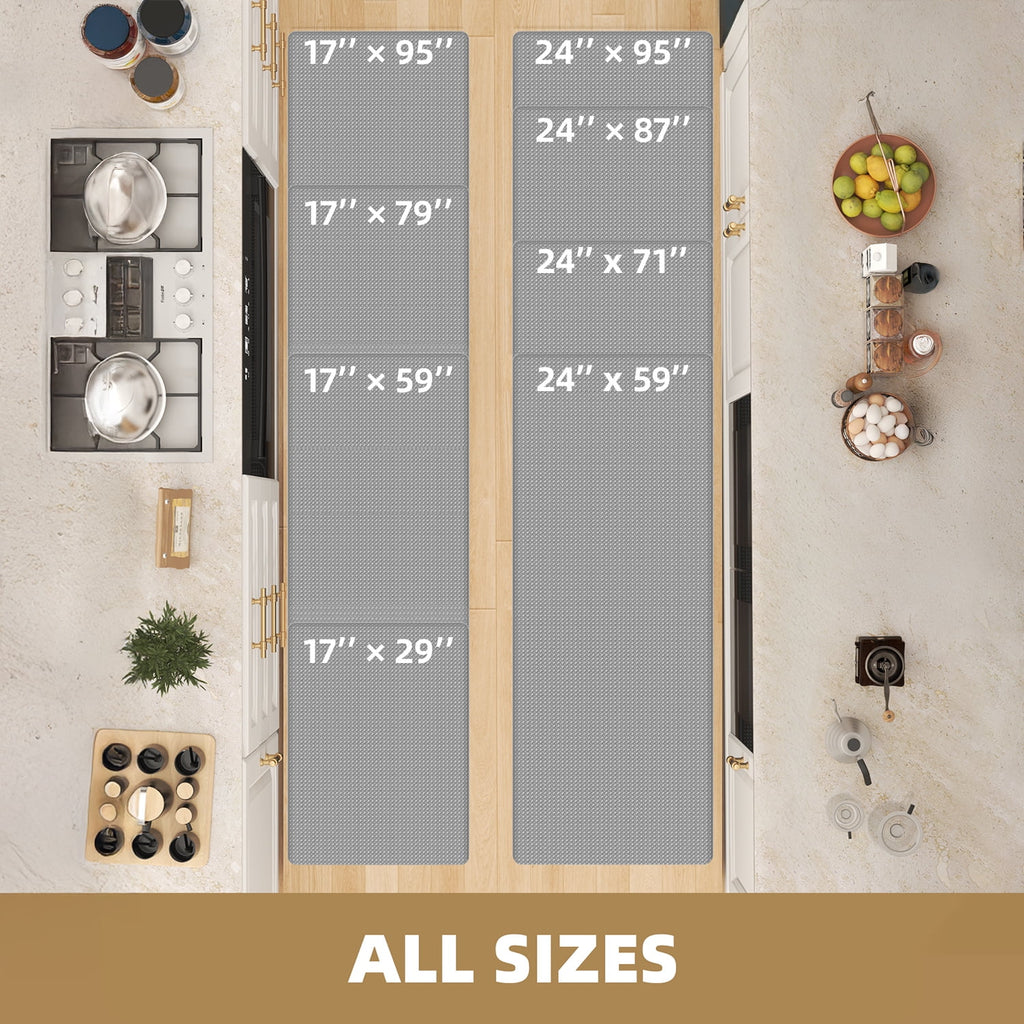 Kitchen Rug and Mat Kitchen Mat anti Fatigue, Non Slips Kitchen Floor Mat, Kitchen Rug or Mat Washable, 17"X 29"+17"X 59", Gray