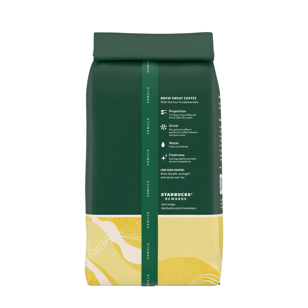 Starbucks Vanilla, Ground Coffee, Flavored Hot or Iced Coffee, 11 Oz