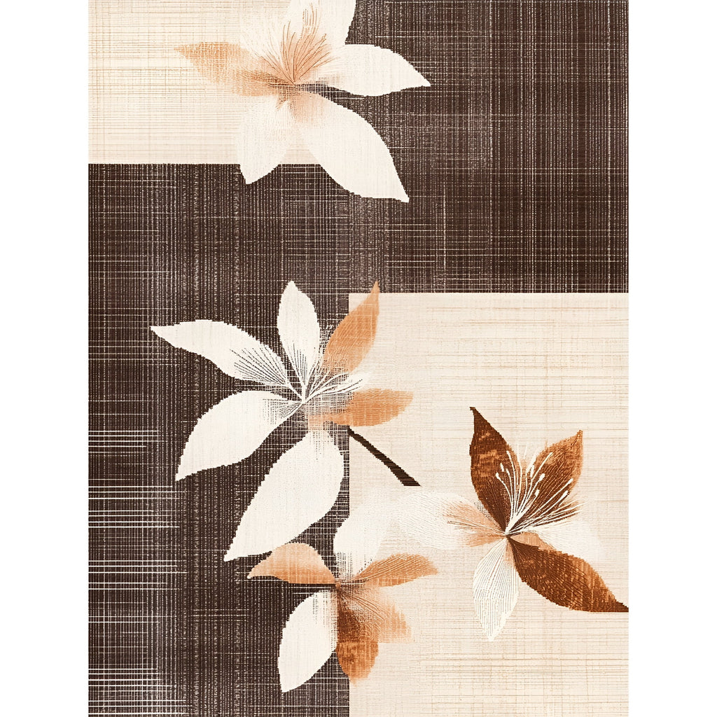 9'X12' Floral Area Rugs, Machine Washable Rug for Living Room- Soft Indoor Carpet, Low Pile for Bedroom, Dining Room, Playroom, Office, Brown