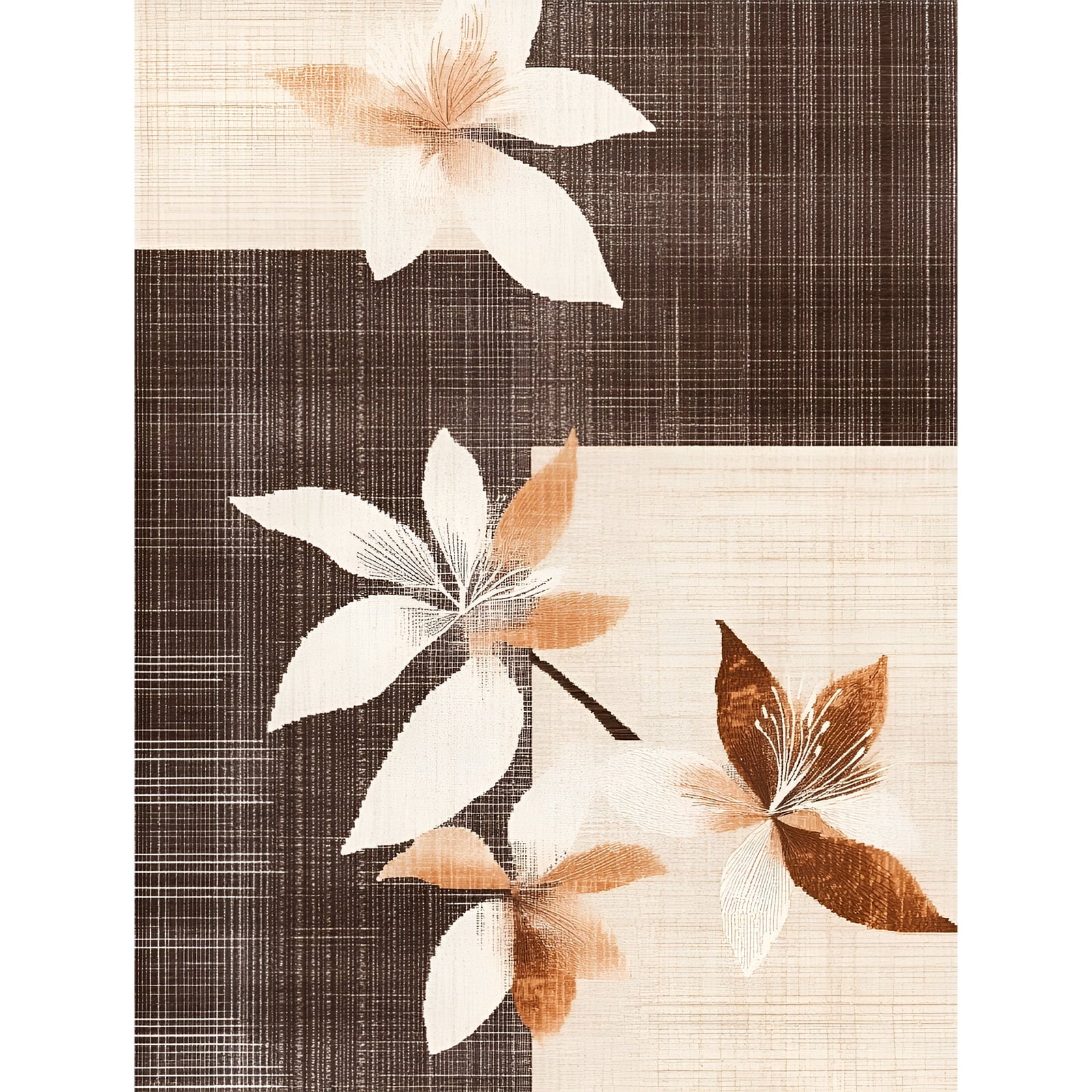 9'X12' Floral Area Rugs, Machine Washable Rug for Living Room- Soft Indoor Carpet, Low Pile for Bedroom, Dining Room, Playroom, Office, Brown