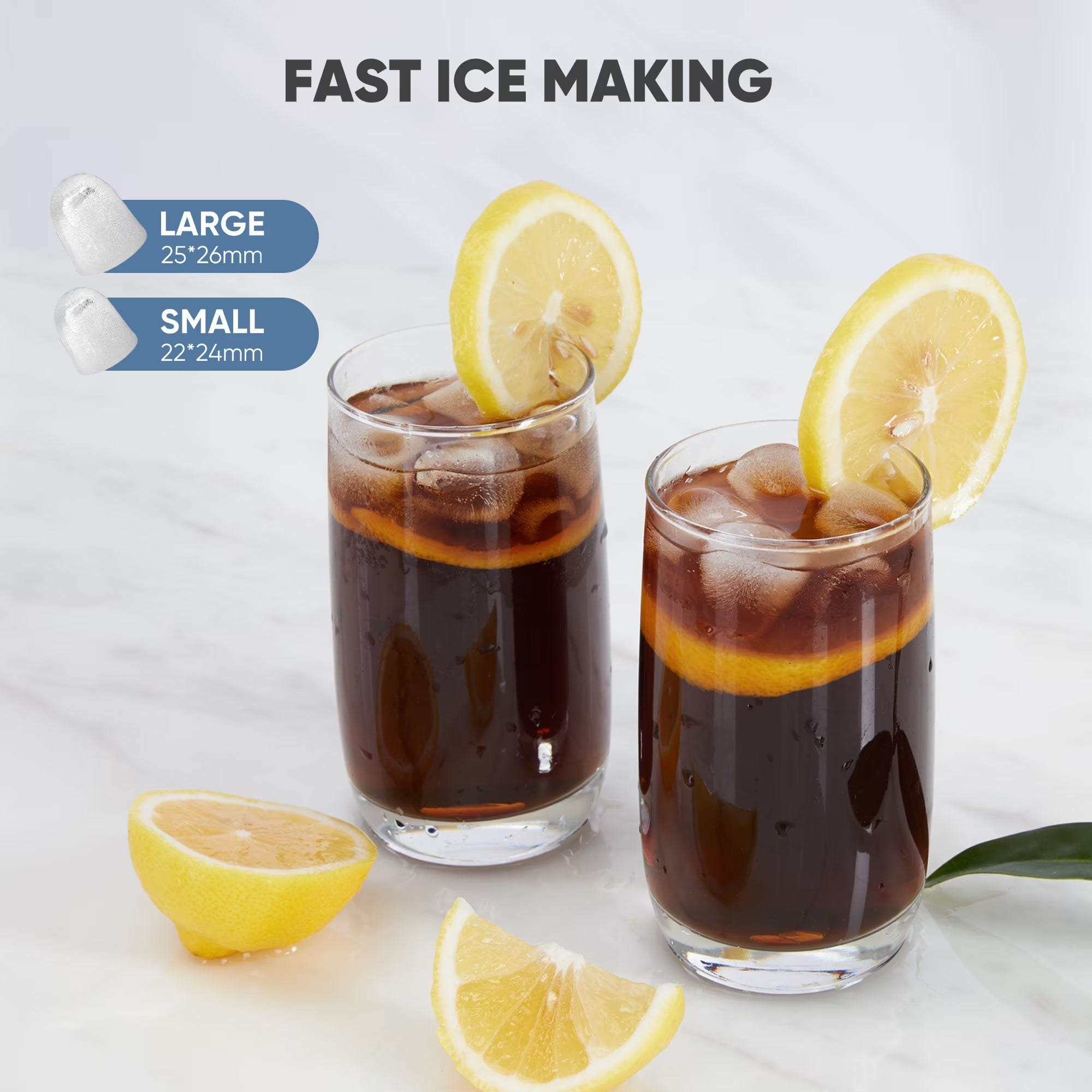 Portable Ice Maker Machine, 26.5 Lb/Day Ice, Two Ice Sizes, Self-Cleaning Function, Bullet Ice Maker with Ice Scoop & Basket, Black