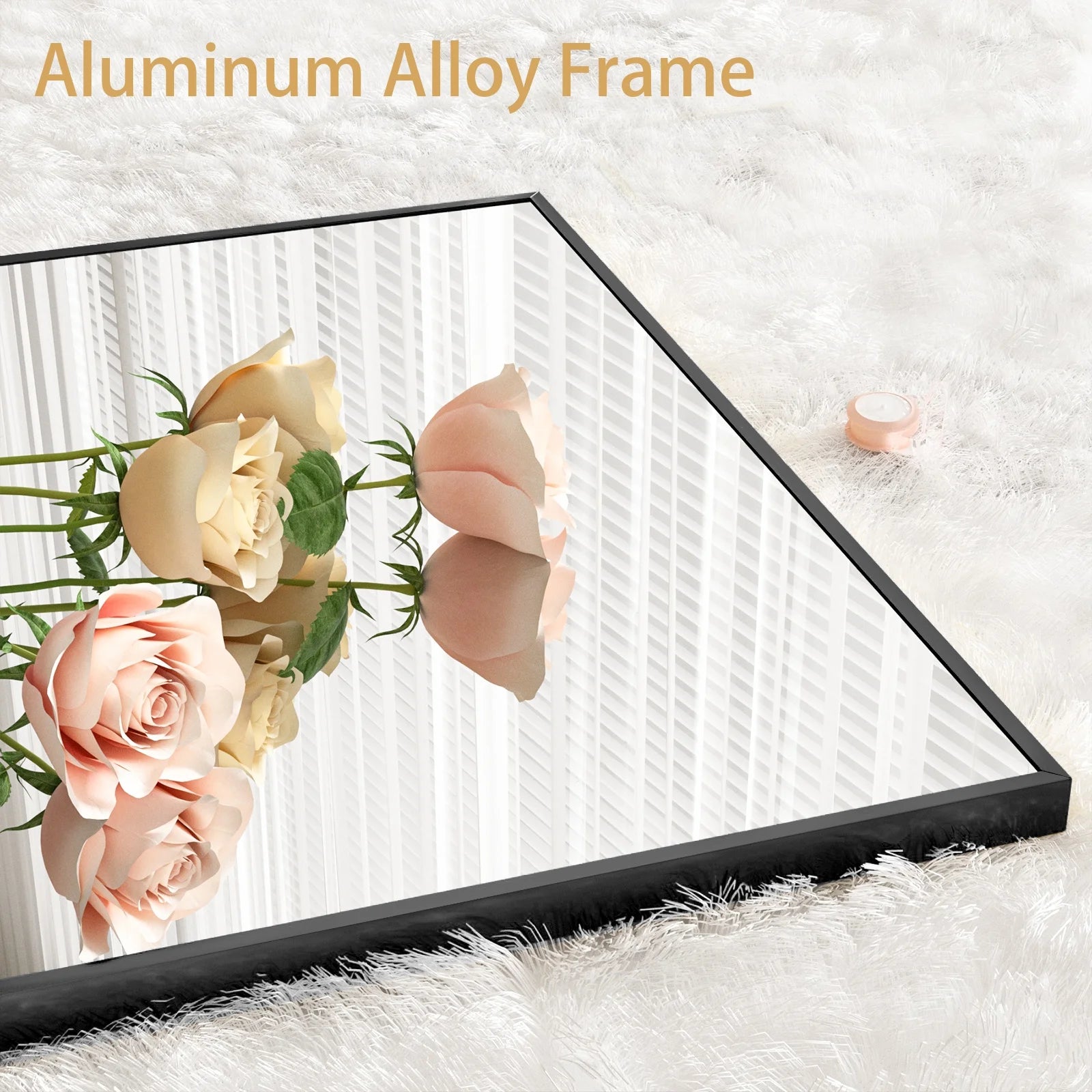 64"X21" Full Length Mirror Rectangle Body Dressing Floor Standing Mirrors, Black