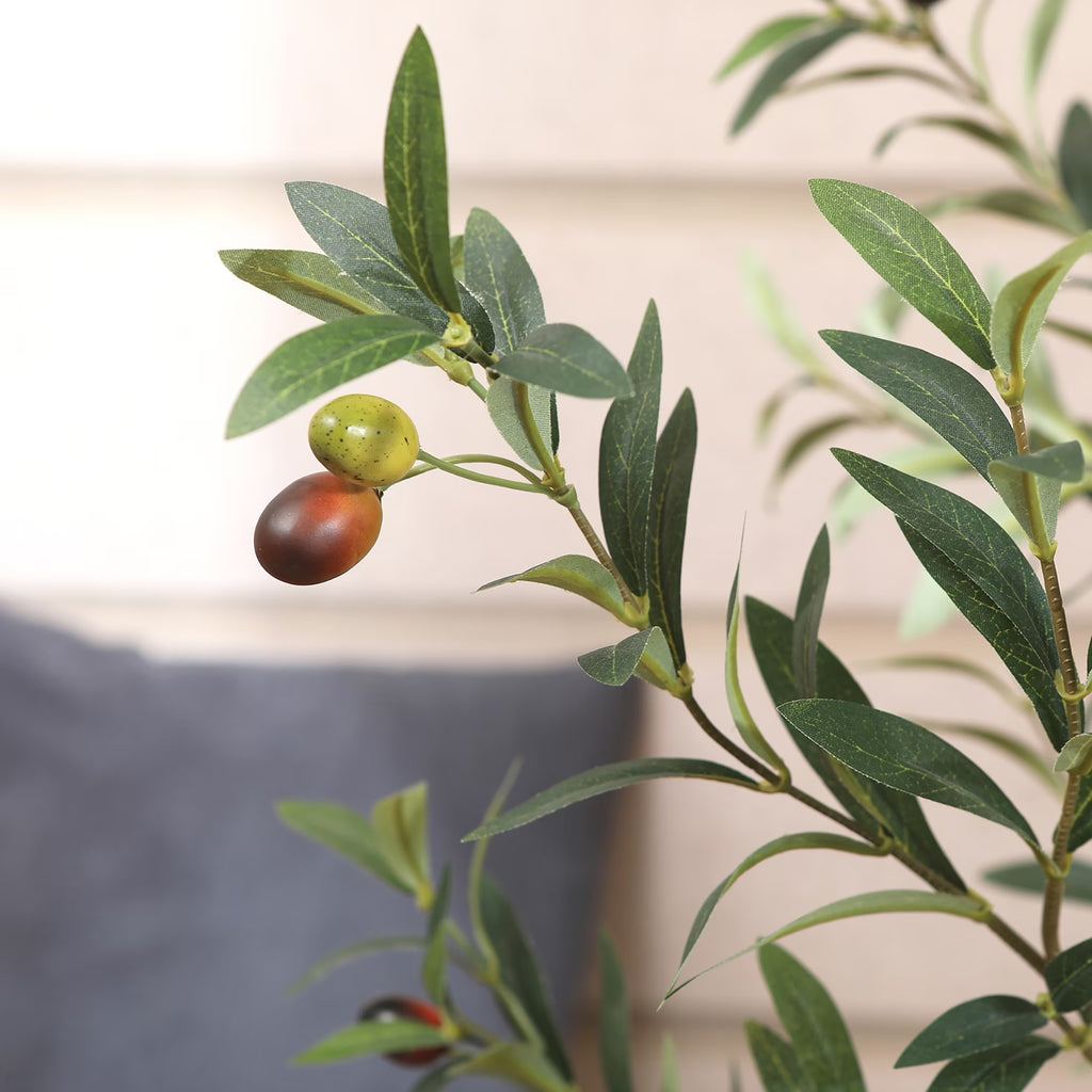 6Ft Artificial Olive Tree Indoor, Tall Faux Olive Tree, Artificial Plants with Natural Wood Trunk and Lifelike Fruits for Home Office Decor